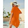 image:imageEkouaer Swimsuit Cover Ups for Women Lace Crochet VNeck Bikini Beach Coverups Dress for Swimwear Bathing SuitOrange