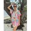 image:imageEkouaer Swimsuit Cover Ups for Women Lace Crochet VNeck Bikini Beach Coverups Dress for Swimwear Bathing SuitPastel Jungle