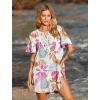 image:imageEkouaer Swimsuit Cover Ups for Women Lace Crochet VNeck Bikini Beach Coverups Dress for Swimwear Bathing SuitPastel Jungle