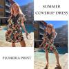 image:imageEkouaer Swimsuit Cover Ups for Women Lace Crochet VNeck Bikini Beach Coverups Dress for Swimwear Bathing SuitPlumeria Print