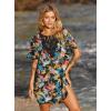 image:imageEkouaer Swimsuit Cover Ups for Women Lace Crochet VNeck Bikini Beach Coverups Dress for Swimwear Bathing SuitPlumeria Print