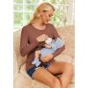 image:imageEkouaer Women 3 Packs Nursing Shirts Long Sleeve Breastfeeding Tops Round Neck Postpartum Clothes Double Layer Maternity TeeBlack  Dirty Pink  Deep Brown