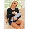 image:imageEkouaer Women 3 Packs Nursing Shirts Long Sleeve Breastfeeding Tops Round Neck Postpartum Clothes Double Layer Maternity TeeBlack  Lake Green  Blue Green