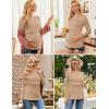 image:imageEkouaer Women 3 Packs Nursing Shirts Long Sleeve Breastfeeding Tops Round Neck Postpartum Clothes Double Layer Maternity TeeBlack  Light Gray  Khaki