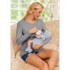 image:imageEkouaer Women 3 Packs Nursing Shirts Long Sleeve Breastfeeding Tops Round Neck Postpartum Clothes Double Layer Maternity TeeBlack  Medium Gray  Army Green