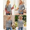 image:imageEkouaer Women 3 Packs Nursing Shirts Long Sleeve Breastfeeding Tops Round Neck Postpartum Clothes Double Layer Maternity TeeBlack  Medium Gray  Army Green