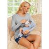 image:imageEkouaer Women 3 Packs Nursing Shirts Long Sleeve Breastfeeding Tops Round Neck Postpartum Clothes Double Layer Maternity TeeBlack  Medium Gray  Dirty Pink