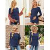 image:imageEkouaer Women 3 Packs Nursing Shirts Long Sleeve Breastfeeding Tops Round Neck Postpartum Clothes Double Layer Maternity TeeBlackDark RedNavy Blue