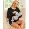 image:imageEkouaer Women 3 Packs Nursing Shirts Long Sleeve Breastfeeding Tops Round Neck Postpartum Clothes Double Layer Maternity TeeBlackWhiteBrown