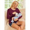 image:imageEkouaer Women 3 Packs Nursing Shirts Long Sleeve Breastfeeding Tops Round Neck Postpartum Clothes Double Layer Maternity TeeDark Grey  Dark Red  Caramel