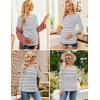 image:imageEkouaer Women 3 Packs Nursing Shirts Long Sleeve Breastfeeding Tops Round Neck Postpartum Clothes Double Layer Maternity TeeLake Green  Black  Stripe Black  White