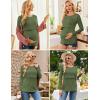 image:imageEkouaer Women 3 Packs Nursing Shirts Long Sleeve Breastfeeding Tops Round Neck Postpartum Clothes Double Layer Maternity TeeLight Grey  Black  Army Green