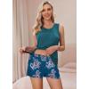 image:imageEkouaer Women Maternity Nursing Pajama Set Breastfeeding Double Layer Pregnancy Pjs Set Sleeveless Top amp Shorts with PocketsBfloral Green