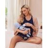 image:imageEkouaer Women Maternity Nursing Pajama Set Breastfeeding Double Layer Pregnancy Pjs Set Sleeveless Top amp Shorts with PocketsBfloral Navy Blue