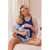 image:imageEkouaer Women Maternity Nursing Pajama Set Breastfeeding Double Layer Pregnancy Pjs Set Sleeveless Top amp Shorts with PocketsBluenavy Star