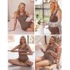 image:imageEkouaer Women Maternity Nursing Pajama Set Breastfeeding Double Layer Pregnancy Pjs Set Sleeveless Top amp Shorts with PocketsBrown