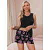 image:imageEkouaer Women Maternity Nursing Pajama Set Breastfeeding Double Layer Pregnancy Pjs Set Sleeveless Top amp Shorts with PocketsFloral Black