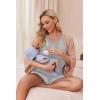 image:imageEkouaer Women Maternity Nursing Pajama Set Breastfeeding Double Layer Pregnancy Pjs Set Sleeveless Top amp Shorts with PocketsLight Grey Stripe