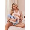image:imageEkouaer Women Maternity Nursing Pajama Set Breastfeeding Double Layer Pregnancy Pjs Set Sleeveless Top amp Shorts with PocketsPinkgrey Star