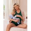 image:imageEkouaer Women Maternity Nursing Pajama Set Breastfeeding Double Layer Pregnancy Pjs Set Sleeveless Top amp Shorts with PocketsSdark Green