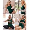 image:imageEkouaer Women Maternity Nursing Pajama Set Breastfeeding Double Layer Pregnancy Pjs Set Sleeveless Top amp Shorts with PocketsSdark Green