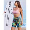 image:imageEkouaer Womens 85 Board Shorts High Waisted Swim Shorts Cross Waist Beach Surf Swimwear Swimsuit Bottoms with Pocket S3XLAred Tropical Flowers01