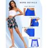 image:imageEkouaer Womens 85 Board Shorts High Waisted Swim Shorts Cross Waist Beach Surf Swimwear Swimsuit Bottoms with Pocket S3XLRed Flower Green Leaves