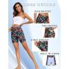 image:imageEkouaer Womens 85 Board Shorts High Waisted Swim Shorts Cross Waist Beach Surf Swimwear Swimsuit Bottoms with Pocket S3XLRed Flowers Green Leaves
