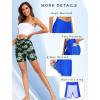 image:imageEkouaer Womens 85 Board Shorts High Waisted Swim Shorts Cross Waist Beach Surf Swimwear Swimsuit Bottoms with Pocket S3XLWhite Flowers Green Leaves