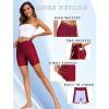 image:imageEkouaer Womens 85 Board Shorts High Waisted Swim Shorts Cross Waist Beach Surf Swimwear Swimsuit Bottoms with Pocket S3XLWine Red