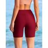 image:imageEkouaer Womens 85 Board Shorts High Waisted Swim Shorts Cross Waist Beach Surf Swimwear Swimsuit Bottoms with Pocket S3XLWine Red