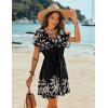 image:imageEkouaer Womens Cover Ups Casual Swimsuit Coverups Flowy Tie Waist Beach Cover Up DressBalck Beige Foliage