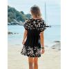 image:imageEkouaer Womens Cover Ups Casual Swimsuit Coverups Flowy Tie Waist Beach Cover Up DressBalck Beige Foliage
