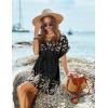 image:imageEkouaer Womens Cover Ups Casual Swimsuit Coverups Flowy Tie Waist Beach Cover Up DressBalck Beige Foliage