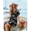 image:imageEkouaer Womens Cover Ups Casual Swimsuit Coverups Flowy Tie Waist Beach Cover Up DressBlack Leaf