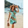 image:imageEkouaer Womens Cover Ups Casual Swimsuit Coverups Flowy Tie Waist Beach Cover Up DressGreen Black Leaf
