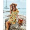 image:imageEkouaer Womens Cover Ups Casual Swimsuit Coverups Flowy Tie Waist Beach Cover Up DressYellow Print