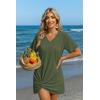 image:imageEkouaer Womens Coverup Short Sleeve Swimsuit Cover Ups 2026 Summer Bathing Suit Cover Twisted Cover Up Dress S2XLArmy Green