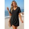 image:imageEkouaer Womens Coverup Short Sleeve Swimsuit Cover Ups 2026 Summer Bathing Suit Cover Twisted Cover Up Dress S2XLBlack