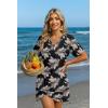 image:imageEkouaer Womens Coverup Short Sleeve Swimsuit Cover Ups 2026 Summer Bathing Suit Cover Twisted Cover Up Dress S2XLBlack Palm Leaf