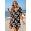 image:imageEkouaer Womens Coverup Short Sleeve Swimsuit Cover Ups 2026 Summer Bathing Suit Cover Twisted Cover Up Dress S2XLBlack Palm Leaf