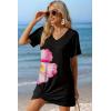 image:imageEkouaer Womens Coverup Short Sleeve Swimsuit Cover Ups 2026 Summer Bathing Suit Cover Twisted Cover Up Dress S2XLBlack Pink Floral