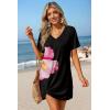 image:imageEkouaer Womens Coverup Short Sleeve Swimsuit Cover Ups 2026 Summer Bathing Suit Cover Twisted Cover Up Dress S2XLBlack Pink Floral