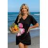 image:imageEkouaer Womens Coverup Short Sleeve Swimsuit Cover Ups 2026 Summer Bathing Suit Cover Twisted Cover Up Dress S2XLBlack Pink Floral