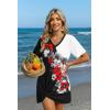 image:imageEkouaer Womens Coverup Short Sleeve Swimsuit Cover Ups 2026 Summer Bathing Suit Cover Twisted Cover Up Dress S2XLBlack Red Floral