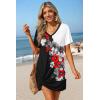 image:imageEkouaer Womens Coverup Short Sleeve Swimsuit Cover Ups 2026 Summer Bathing Suit Cover Twisted Cover Up Dress S2XLBlack Red Floral