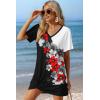 image:imageEkouaer Womens Coverup Short Sleeve Swimsuit Cover Ups 2026 Summer Bathing Suit Cover Twisted Cover Up Dress S2XLBlack Red Floral