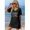 image:imageEkouaer Womens Coverup Short Sleeve Swimsuit Cover Ups 2026 Summer Bathing Suit Cover Twisted Cover Up Dress S2XLBlack Summer Time