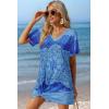 image:imageEkouaer Womens Coverup Short Sleeve Swimsuit Cover Ups 2026 Summer Bathing Suit Cover Twisted Cover Up Dress S2XLBlue Paisley Print