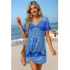 image:imageEkouaer Womens Coverup Short Sleeve Swimsuit Cover Ups 2026 Summer Bathing Suit Cover Twisted Cover Up Dress S2XLBlue Paisley Print